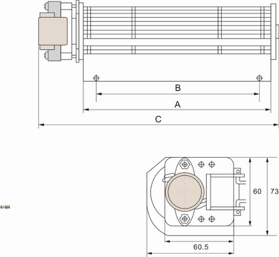 貫流風機LB40外形尺寸圖