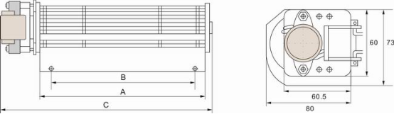 貫流風(fēng)機LB45外形尺寸圖